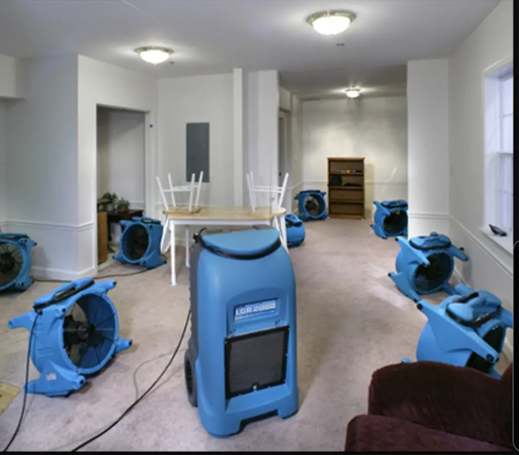 Air movers and dehumidifier setup for Water Damage Restoration in Cedar Park